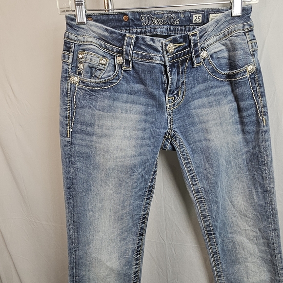 Miss Me rhinestone embellished studded bling bootcut jeans size 25 - Picture 6 of 15